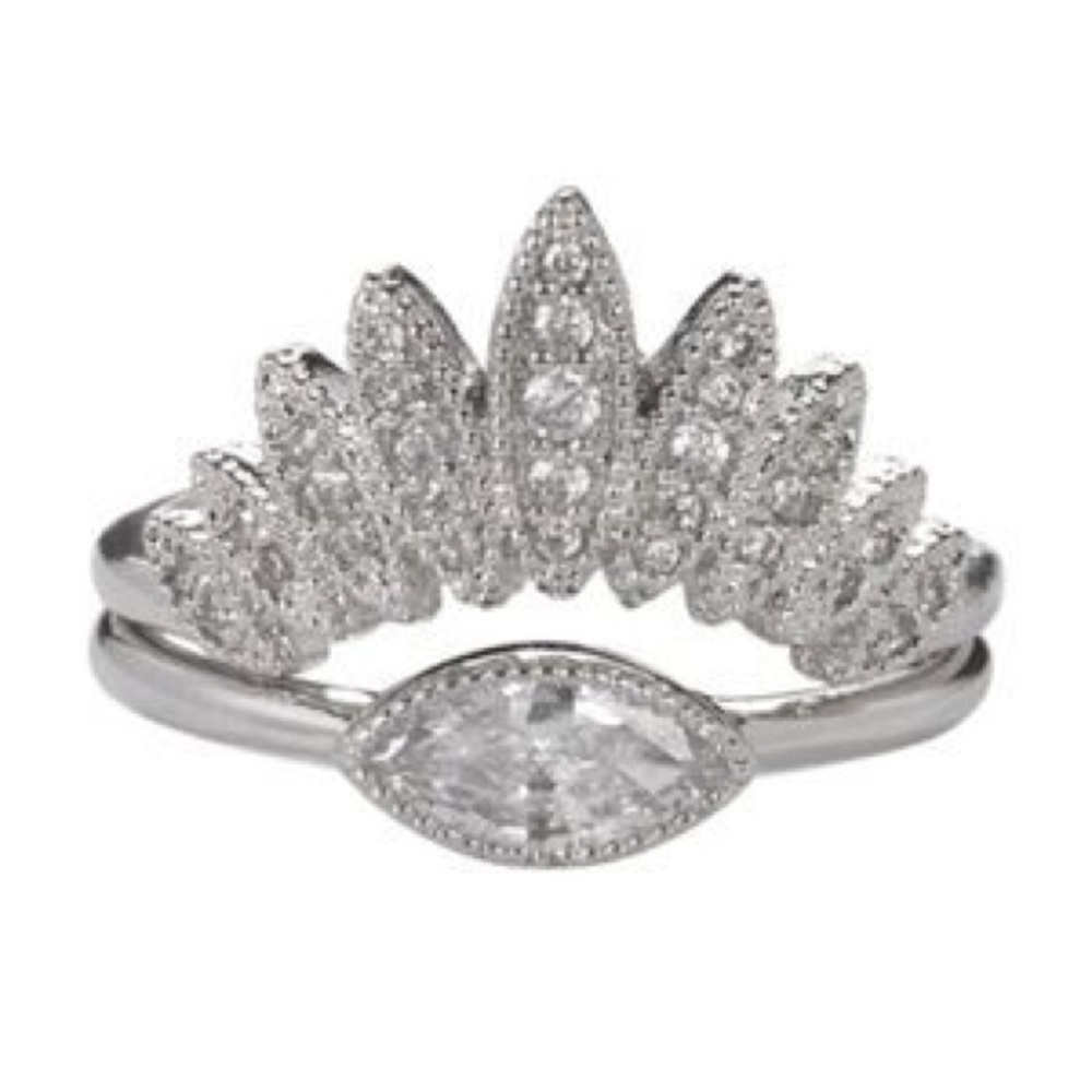 Chloe + Isabel Silver Pavé Stacking Ring Set